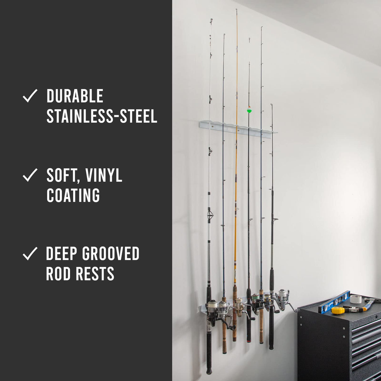 Coldcreek Outfitters Universal Fishing Rod Rack, Fishing Gear, Fishing Accessories, Rod Holder, Pole Storage, Wall Mount, Cieling Mount, 24" L x 3" W x 3" H Coldcreek Outfitters