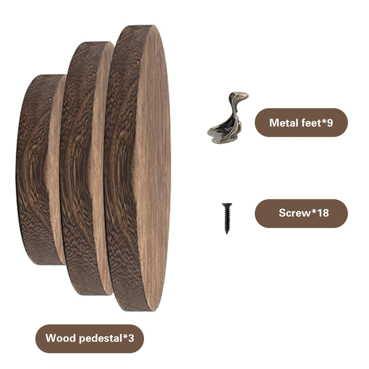 3 PCS Wooden Display Riser for Display Wood Risers for Decor and Organizer Round Display Stand Farmhouse Rustic Decor Risers Wood Riser Pedestal Stand for Candles Plants Cups (Brown, 8/6/4 Inch) QoTang