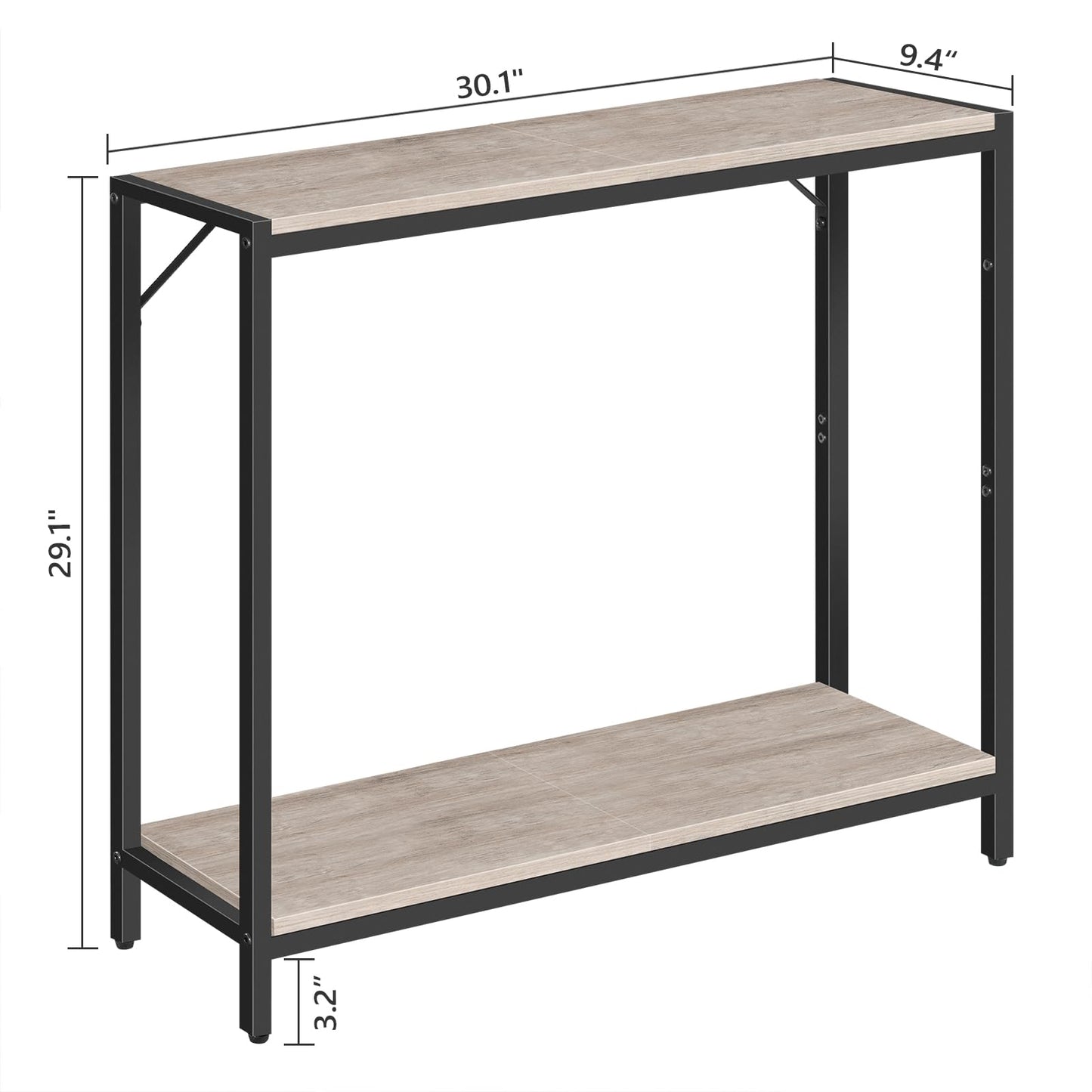 MAHANCRIS Console Table, 2-Tier Entrance Table, Behind Sofa Table, Industrial Style, Sturdy and Stable, for Living Room, Entryway, Foyer, Corridor, Office, Greige and Black CTHG27601 - WoodArtSupply