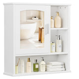 VECELO Bathroom Wall Cabinet with Mirror, Wall Mounted Medicine Cabinets with Door and 3 Open Shelves, Adjustable Shelf, 16.8 x 22.5 x 7.2 Inches, White VECELO