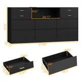 Loomie Upgraded 10 Drawer Black Dresser with Charging Station & Led Lights for Bedroom, 58" Long Triple Wide Dresser TV Stand for TVs up to 65", Wide Chest of Drawer, Large Dressers Organizer wCubby Loomie