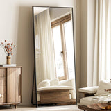 Koonmi Large Mirrors for Wall, 65"x24" Full Length Mirror with Stand, Full Body Mirror with Aluminum Alloy Frame, Hanging or Leaning Against Wall, Floor Standing Mirror for Bedroom Living Room, Black Koonmi