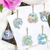 YUE ZHE 6PCS Dolphin Diamond Painting Keychains Dolphin Diamond Art Kits for Adults Double Sided DIY 6D Painting for Adults Beginners DIY Crafts Decor YUE ZHE
