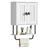 HOOBRO Bathroom Wall Cabinet, Modern Medicine Cabinet with Open and Adjustable Shelf, Over The Toilet Storage Cabinet with Towel Bar, Wall Mounted Organizer for Bathroom, Kitchen, White and Black HOOBRO