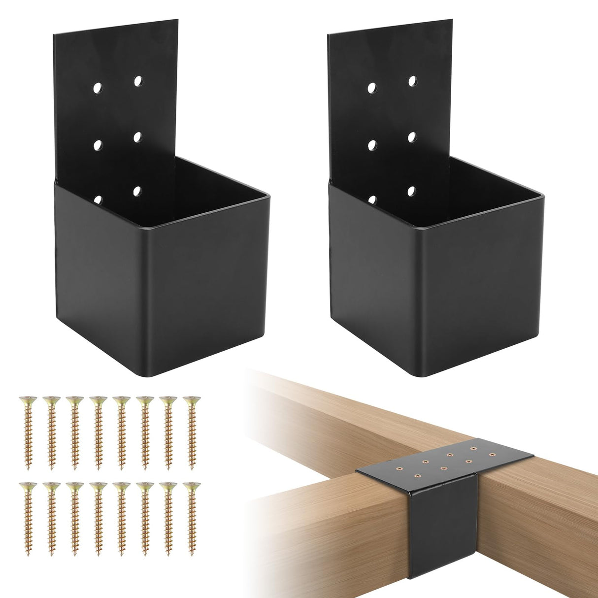 Pehciroe 2Pcs Pergola Brackets Post Top Rafter Brackets Deck Railing Brackets Connectors Pergola Wall Mount Bracket Kit for 4“x4” Wood Posts with Screws Pehciroe