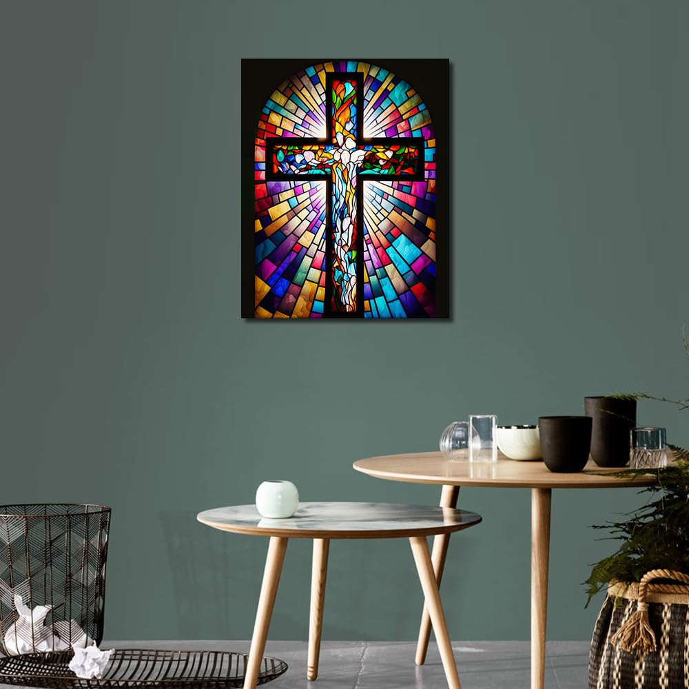 TUMOVO DIY Paint by Numbers for Adults Beginner Jesus Cross Paint by Number Kits on Canvas Christian Acrylic Oil Hand Painting with Brushes Art Crafts for Home 16"x20"(Frameless) TUMOVO