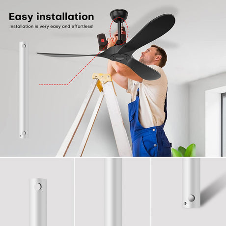 48-inch Ceiling Fan Downrod with Extension Cord, 4-Foot White Ceiling Fan Extension Rod, 1-Inch OD, Ceiling Downrod for Various Fans (White, Unthreaded) CEPGMNL