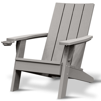 SereneLife Home Wooden Adirondack, Outdoor Patio Lounge Chairs for Fire Pit, Yard, Garden, Beach, and Backyard-Weather Resistant 300 Lb. Weight Capacity, large, Grey