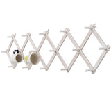 SCUNDA Rustic Wall Mounted Coat Rack with Space Saving Accordion Design, Expandable Wall Mount Coat Rack with 16 Wood Hooks, Modern Farmhouse Wall Décor for Living Room, Entryway(Shabby White) SCUNDA