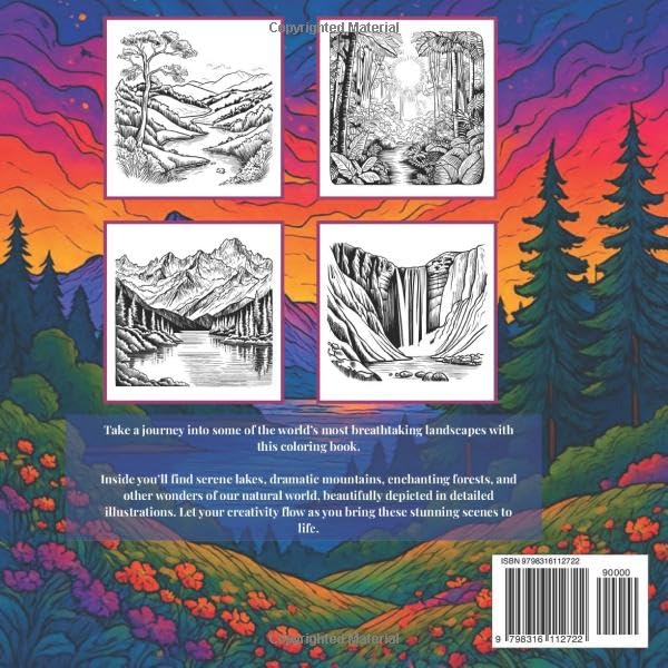 Nature's Escape: An Adult Coloring Book of Earth's Most Breathtaking Landscapes for Relaxation and Stress Relief WoodArtSupply