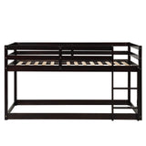 Majnesvon Twin Over Twin Low Bunk Bed with Safety Guardrail, Climbing Ladder, Easy to Assemble, Saving Space, Bed Bedroom Storage Guard Rail Ladder(Espresso) Majnesvon