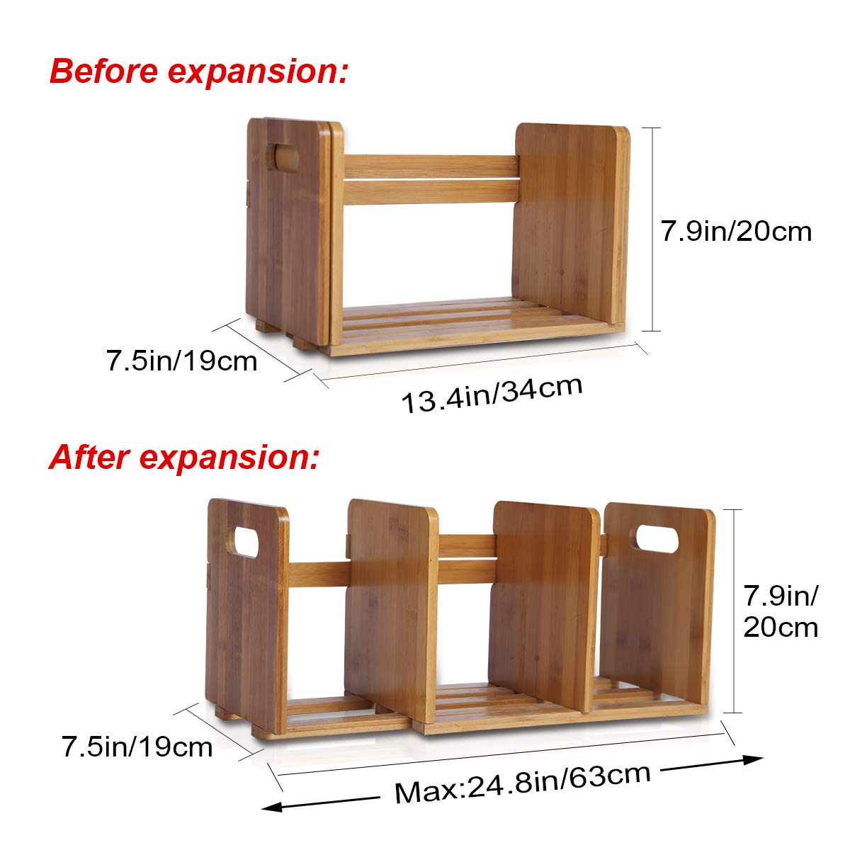 Salafey Expandable Bamboo Desktop Bookshelf - Versatile Organiser for Home and Office Salafey