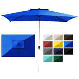 JEAREY 6.6 FT x 10 FT 2-Tiers Rectangular Patio Umbrellas Outdoor Large Market Umbrella With Push Button Tilt and Crank Lift System 6 Sturdy Ribs UV Protection Waterproof Sunproof, Royal Blue JEAREY