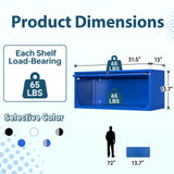 MIIIKO Wall Cabinet with 1 Door, Wall Mounted Garage Tool Cabinets, Blue Locking Small Metal Floating Cabinet for Garage, Home Office, Kitchen and Pantry MIIIKO