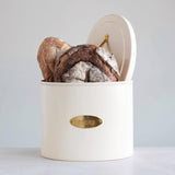 Creative Co-Op DF2516 Oval Metal Lid Bread Box, Off-White Creative Co-Op