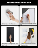 Moukey Acoustic Panels 4 PCS, 2.4“ Thick Fiberglass Soundproof Wall Panels 24''x12'', Self-adhesive Sound Absorbing Panels for Studios, Office, Home Theater (Black) Moukey