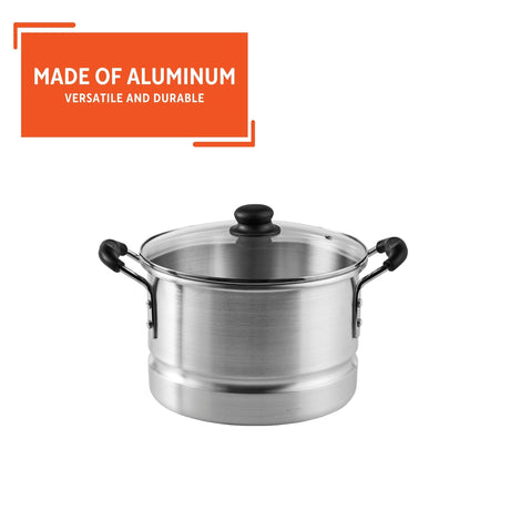 IMUSA USA MEXICANA-410 Aluminum Steamer with Glass Lid 10-Quart, Silver, 10Qt Imusa