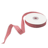 Red and White Gingham Ribbon, 5/8" x 25Yd Roll Picnic Craft Red Buffalo Ribbon for Crafts Hair Accessories and Christmas Gift Wrapping,5/8 Inch Polyester Woven Edge +60" Tape Measurement DAYEDZ