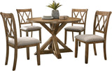 JURMALYN 48" Round Dining Table Set for 4, 5-Piece Wooden Kitchen Table Farmhouse Rustic Circle Dining Table Set of 5 with Upholstered Dining Chairs for Living Room Furniture (Natural, 31.5" H) JURMALYN