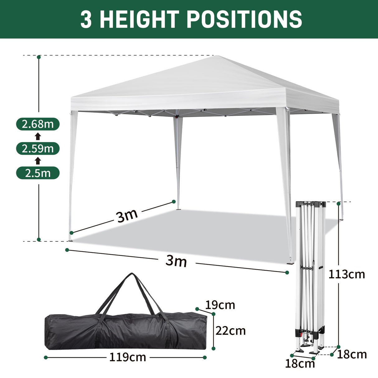 Outvita 10x10ft Ez Pop Up Canopy, Portable Instant Canopy Tent with 4 SideWalls for Outdoor Events, Party, Wedding, Birthday,Graduation Outvita