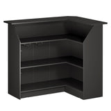 LITTLE TREE Black Bar Cabinet, 4-Tier Home Mini Bar Cabinet with Stemware Rack, Freestanding Wooden Storage Cabinet, Modern L-Shaped Liquor Table Cabinet for Living Room, Dining Room LITTLE TREE