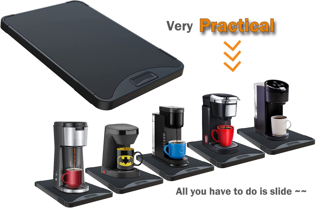 ARGOMAX Appliance Rolling Tray, Coffee Maker Slider, coffee pull out tray, sliding coffee maker tray, Suitable for coffee machines, air fryers and other appliances (10.3'' W × 15.3''D) ARGOMAX