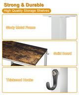 Artibear 4-Tier Kitchen Microwave Oven Stand, Adjustable Coffee Bar Station for Small Appliance, Baker's Rack with 4 Hooks & 5 Storage Shelves, Utility Rack for Kitchen, Living Room, Office, White Artibear