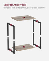 VASAGLE Side Tables Set of 2, Small End Table, Nightstand for Living Room, Bedroom, Office, Bathroom, Greige and Black ULET272B02 VASAGLE