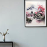 WUIVCTR DIY Paint by Number for Adult, Japanese Paint by Numbers, Japan Nature Landscape Adult Painting by Numbers Kits on Canvas, 16x20 Inch Mountain Painting by Numbers for Adults Beginner WUIVCTR