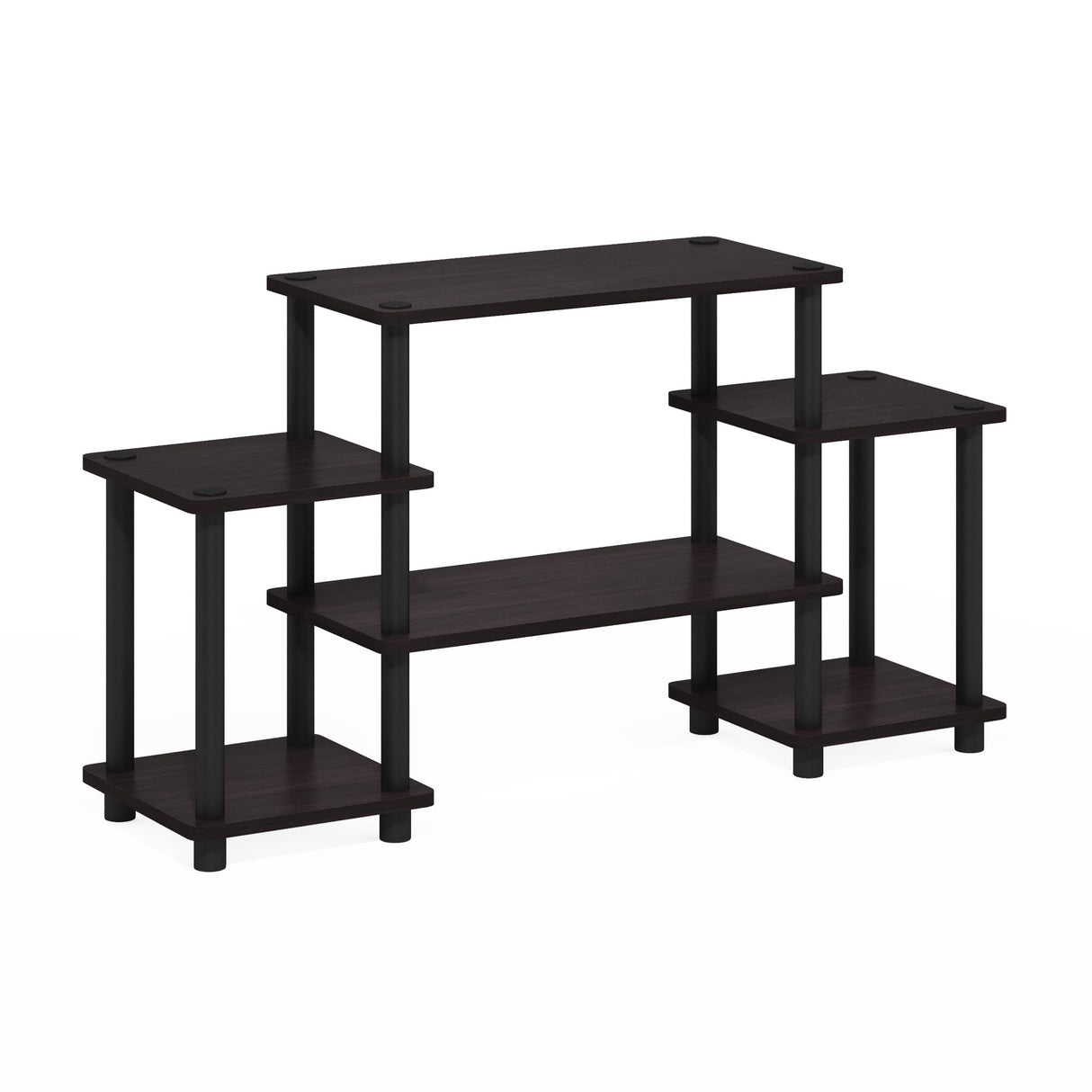 Furinno Turn-N-Tube No Tools Entertainment Center, Round, Square corner, Dark Walnut,11257DWN Furinno