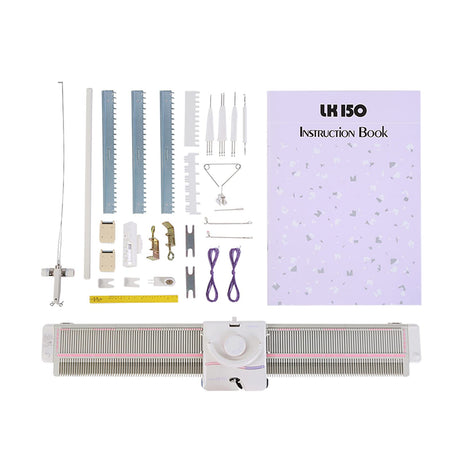 LK150 Knitting Machine Silver Reed Knitting Machine LK150 6.5mm Mid Gauge 150 Stitches Plastic Domestic Automatic Knitting Machine Includes Yarn Needles Accessories for Adults/Kids Akozon