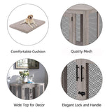 unipaws Large Dog Crate Furniture, Wooden Dog Kennel for Large Breed, Indoor Decorative Wood Dog Cage, Inside Side End Table Crate with Tray and Dog Bed, Dog Enclosure, for Dogs Up to 70 lbs unipaws