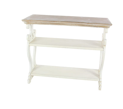 Deco 79 Farmhouse Wood Console Table or Living Room, Entry Way, Hallway, 38" x 15" x 32", White/Brown - WoodArtSupply