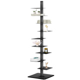9 Tier Metal Vertical Bookshelf Tower, Freestanding Invisible Spine Bookshelf, Tall Ladder Bookcase Floating Shelf for Small Spaces, Modern Storage Corner Shelf for Living Room, Office, Bedroom Decor GENMOUS & CO.