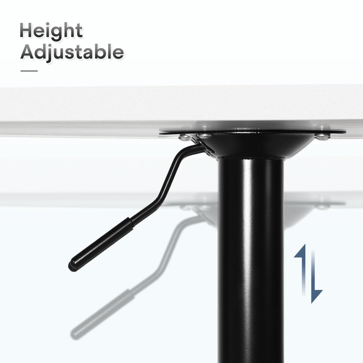 Athena Collection Round Bar Table, Adjustable Height Pub Table, 23.5'' Plain White Design High Top Table with MDF Desktop, for Bar/Pub/Bistro/Cocktail (White) Athena Collection