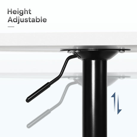 Athena Collection Round Bar Table, Adjustable Height Pub Table, 23.5'' Plain White Design High Top Table with MDF Desktop, for Bar/Pub/Bistro/Cocktail (White) Athena Collection