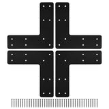 10x10 L Post Bracket 4PCS, L Flat Mending Plate for Wood 4x4,6x6 Lumber, Black Powder Coated Heavy Duty Pergola Brackets,L Beam Bracket, L Truss Bracket,L Shape Post to Beam Connectors… XZWMY