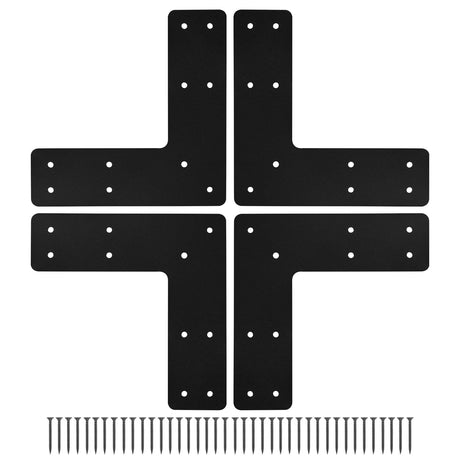 10x10 L Post Bracket 4PCS, L Flat Mending Plate for Wood 4x4,6x6 Lumber, Black Powder Coated Heavy Duty Pergola Brackets,L Beam Bracket, L Truss Bracket,L Shape Post to Beam Connectors… XZWMY