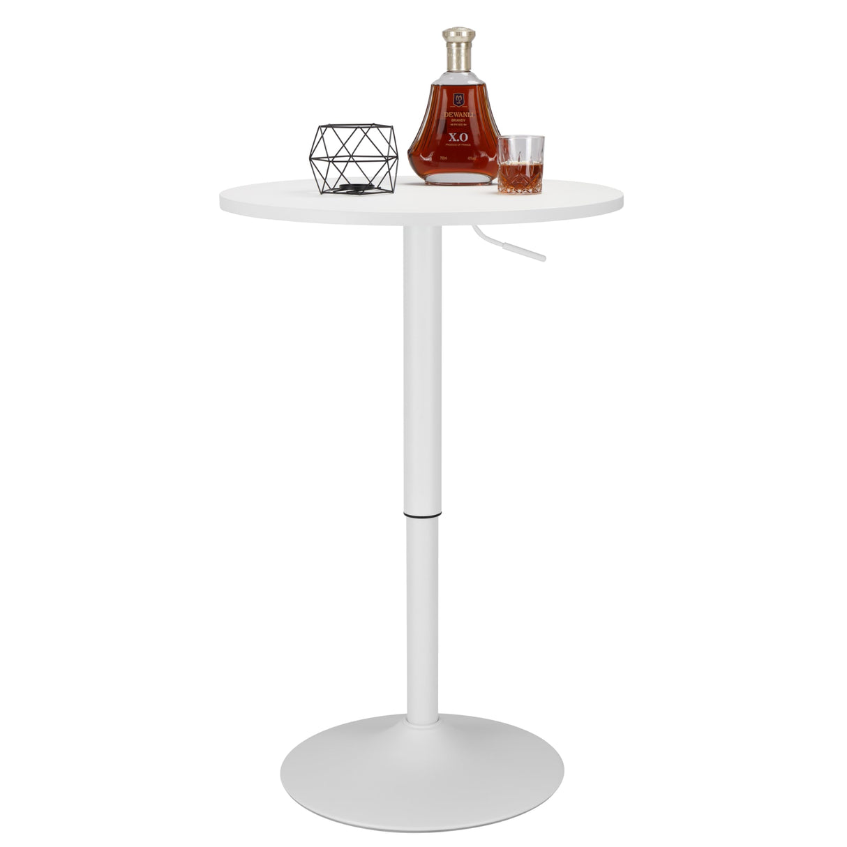 Finnhomy 24'' Round Cocktail Bar Table with Metal Base, Tall Bistro Pub Table, Adjustable 27.9''-35.4'' Counter Bar Height for Kitchen, Dining Room, Living Room, Easy Assembly, White Finnhomy