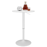 Finnhomy 24'' Round Cocktail Bar Table with Metal Base, Tall Bistro Pub Table, Adjustable 27.9''-35.4'' Counter Bar Height for Kitchen, Dining Room, Living Room, Easy Assembly, White Finnhomy