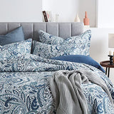 Autumn Dream Cotton Bedspread Quilt Sets, 3 Pieces Reversible Comforter Coverlet Sets,Blue Floral Paisley Bedspread,King Size Autumn Dream