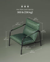VASAGLE EKHO Collection - Accent Chair, Metal Framed Armchair, Synthetic Leather with Stitching, Mid-Century Modern, Sling Chair for Living, Bedroom, Reading Room, Lounge, Forest Green ULAC014C01 VASAGLE