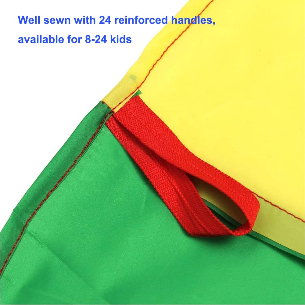 AMYESE 20ft Rainbow Parachute for Outdoor Party Games, Kids Play Parachute Group Cooperative Team Game Toys, Family Get-Together Entertainment AMYESE