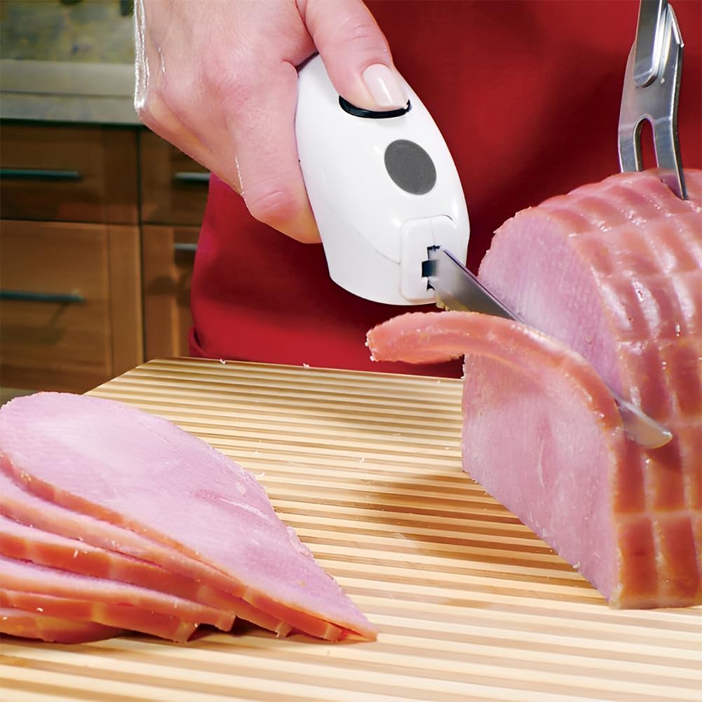 Leopacat Electric Fillet Knife, Powered Stainless Steel Cordless Steak Carving for Meat Portable Kitchen Home Restaurant Picnic Fish with Ergonomic Handle Serrated Blades Raw Cooked Food Leopacat