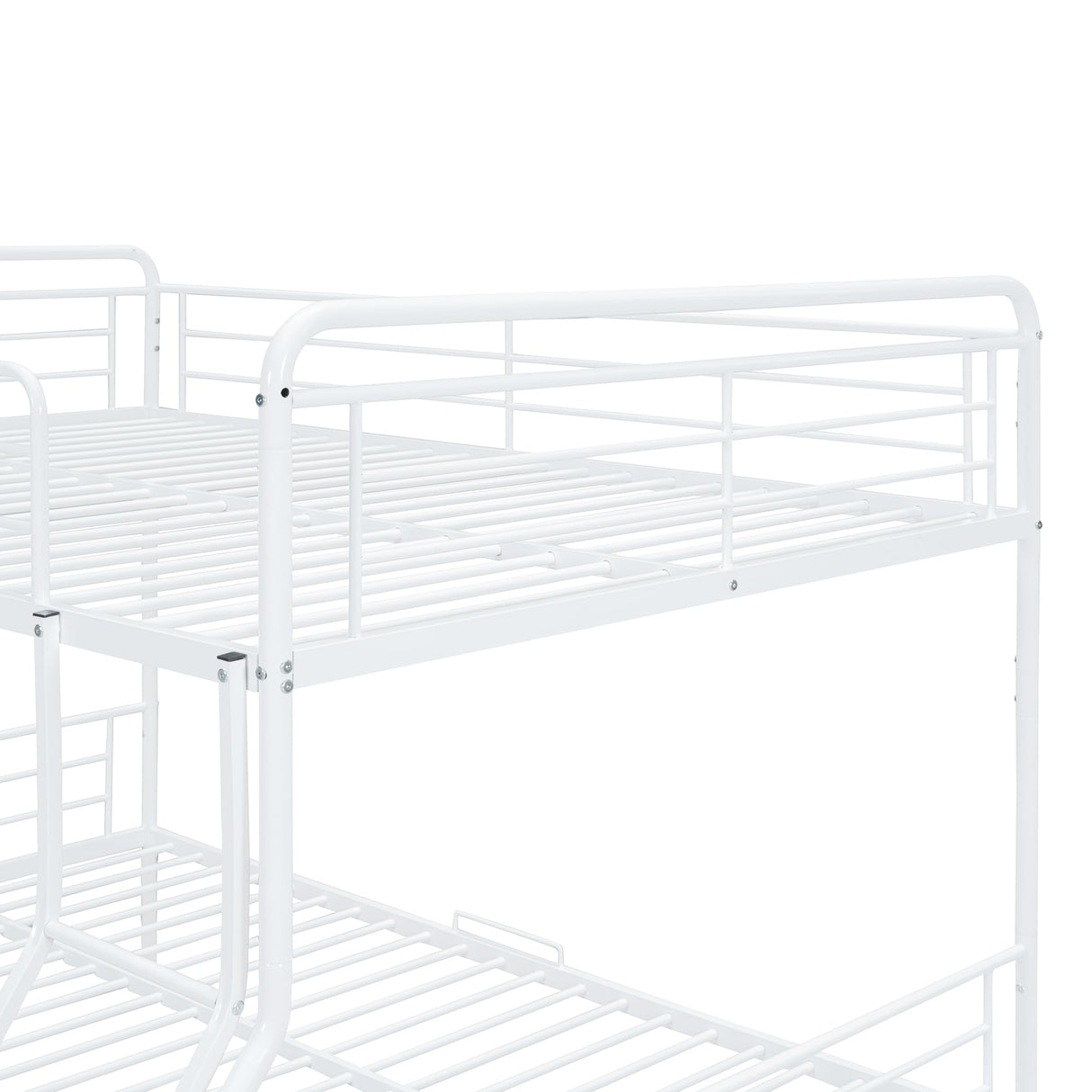 Favfurish Full Over Queen Metal Bunk Bed with 2 Storage Drawers,Contemporary Iron-Crafted Bed Frame,w/Ladder & Full Length Gridded Guardrails,No Box Spring Needed,for Bedroom Guest Room,White Favfurish