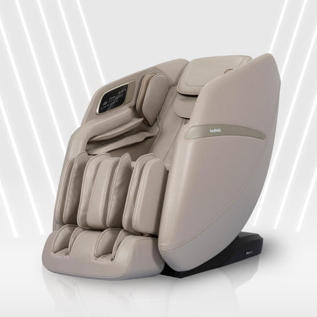 AmaMedic 3D Astoria | Full Body Massage Chair l Intelligent Voice Control | Touchscreen Controller | Heating Therapy l Zero Gravity Reclining l Bluetooth Speakers (Taupe) AmaMedic