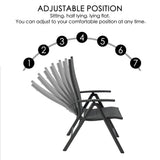 7 Piece Outdoor Patio Dining Set for 6 Person, 6 Pack Foldable Deck Chairs, 43"- 86" Villa Expandable Patio Dining Table Adjustable for Backyard, Porch, Deck, Garden Kozyard