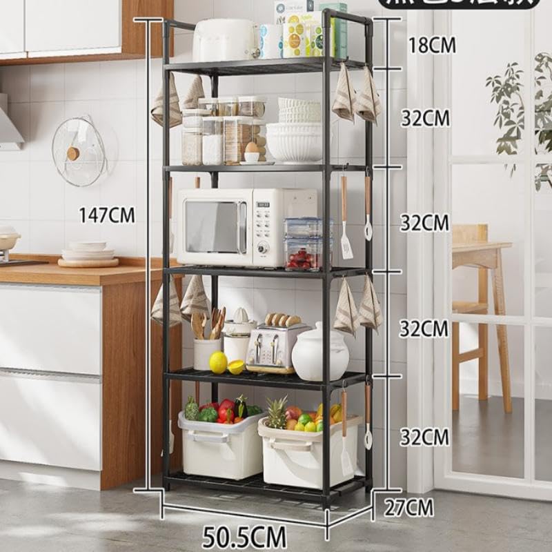 5 Tier Storage Shelves Adjustable Shelving Unit Heavy Duty Storage Rack 66 Lbs Capacity for Kitchen Pantry Closet Bathroom Laundry Garage Black Generic