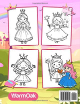 Princess Coloring Book Toddler Ages 2-4 Easy: Perfect Gift for Girls - 52 Adorable and Cute Royal Princess Designs WoodArtSupply