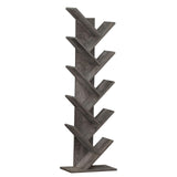 SHEEPAM 10 Tier Tree Book Shelf, Floor Standing Wood Bookshelf for Narrow Space, Storage Organizer Bookshelves for Books/CDs/Magazine, Bookcase with Shelves for Home Office, Living Room - Light Grey SHEEPAM